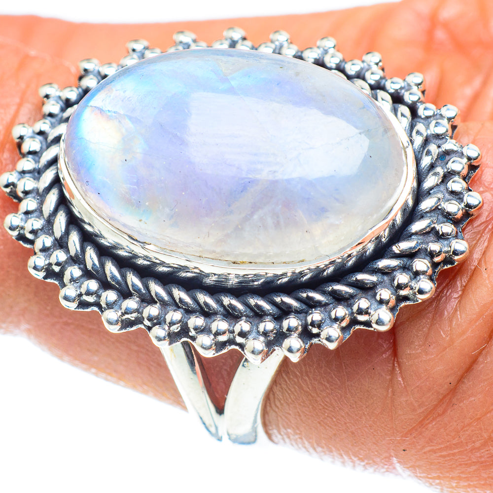 Rainbow Moonstone Rings handcrafted by Ana Silver Co - RING58528