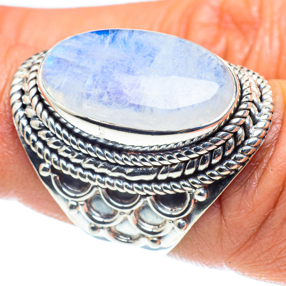 Rainbow Moonstone Rings handcrafted by Ana Silver Co - RING58530