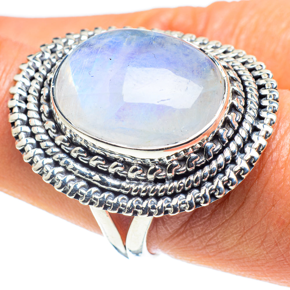 Rainbow Moonstone Rings handcrafted by Ana Silver Co - RING58540