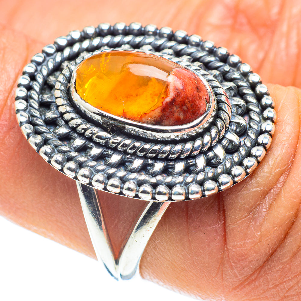 Mexican Fire Opal Rings handcrafted by Ana Silver Co - RING58576