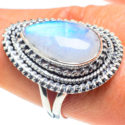 Rainbow Moonstone Rings handcrafted by Ana Silver Co - RING58583