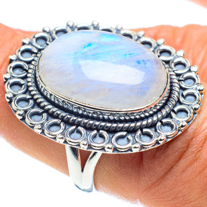 Rainbow Moonstone Rings handcrafted by Ana Silver Co - RING58592