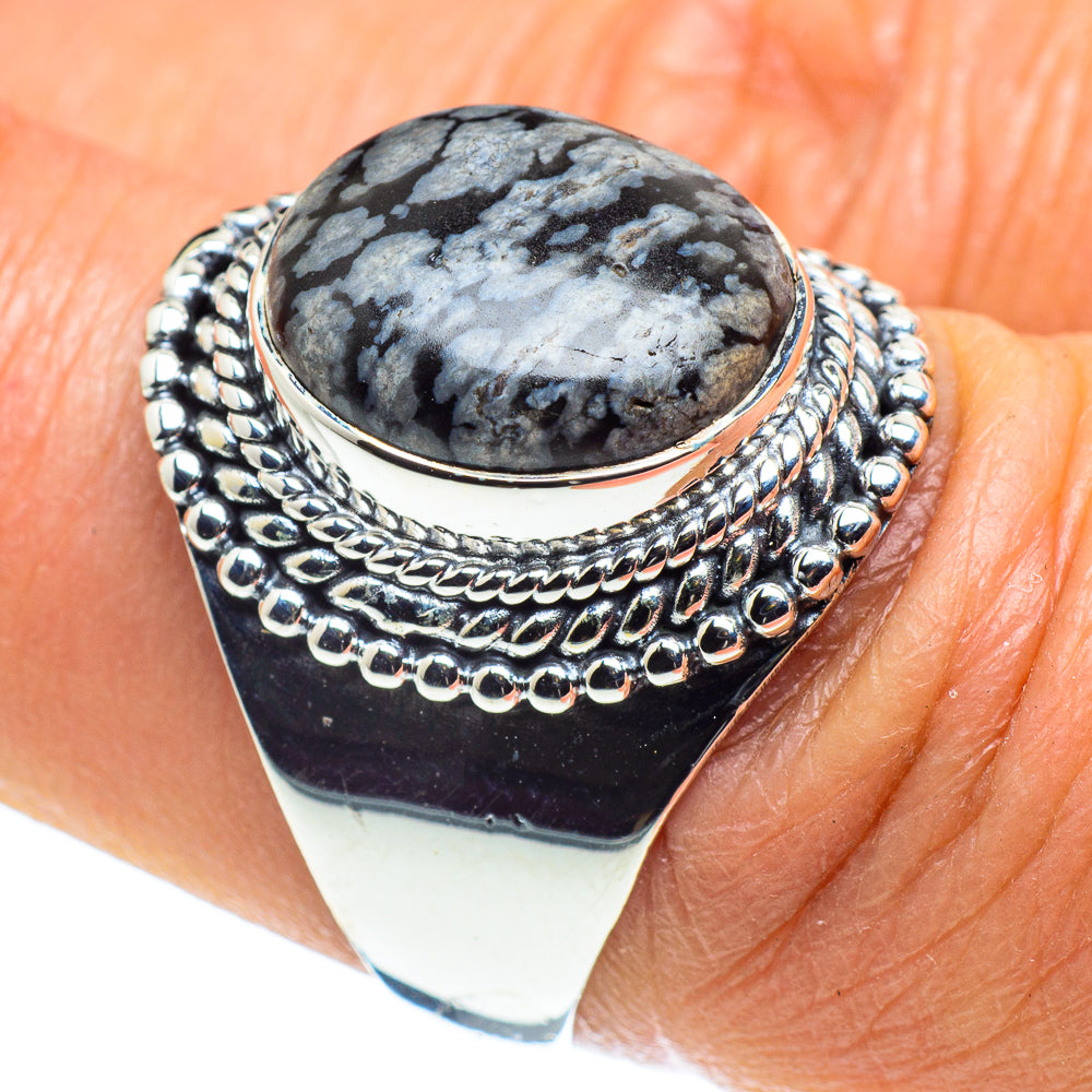 Snowflake Obsidian Rings handcrafted by Ana Silver Co - RING58623