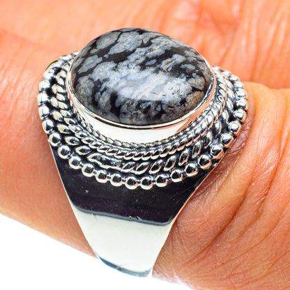 Snowflake Obsidian Rings handcrafted by Ana Silver Co - RING58623