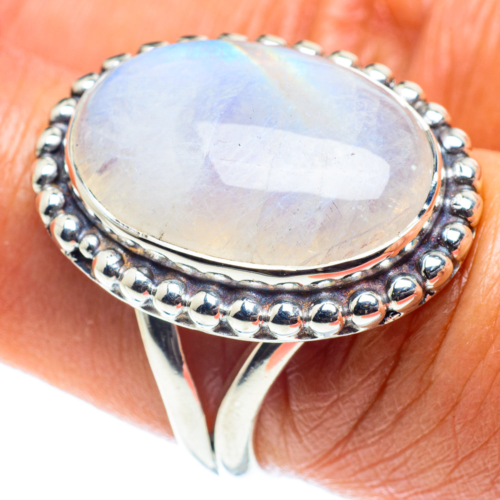 Rainbow Moonstone Rings handcrafted by Ana Silver Co - RING58633