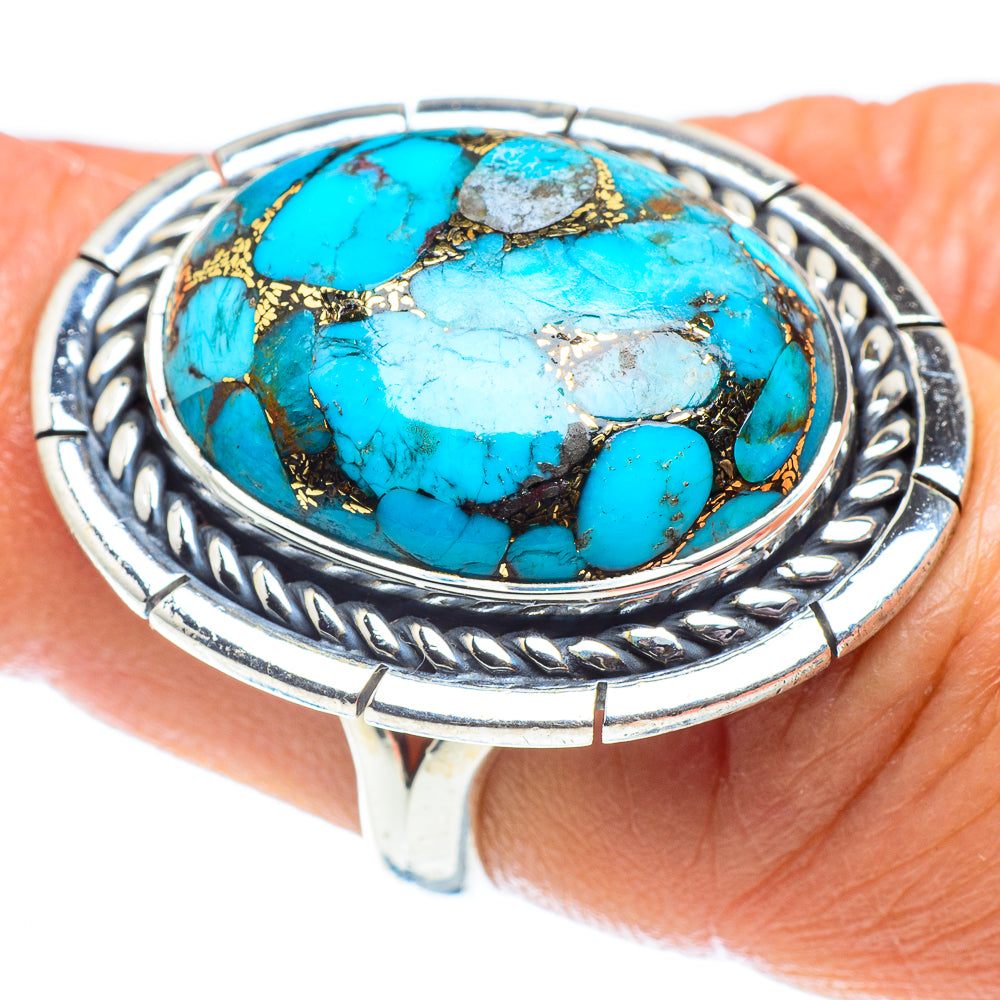 Blue Copper Composite Turquoise Rings handcrafted by Ana Silver Co - RING58650