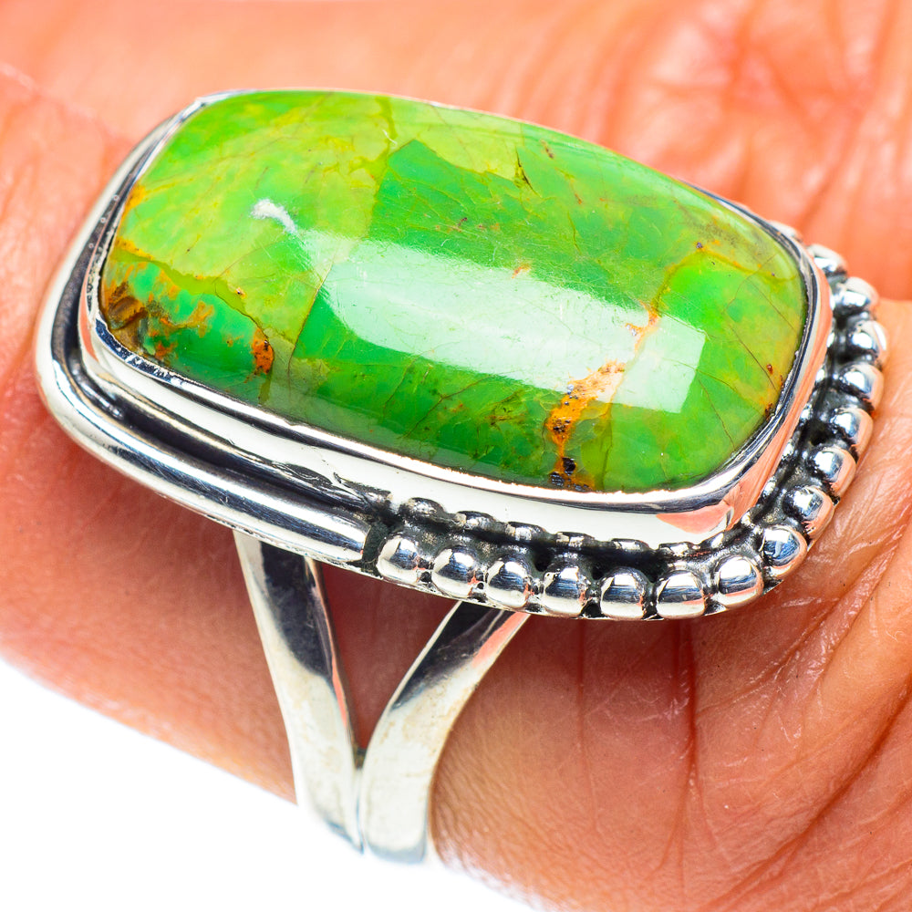 Green Copper Composite Turquoise Rings handcrafted by Ana Silver Co - RING58656