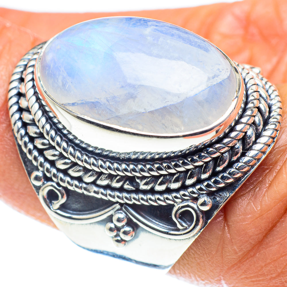 Rainbow Moonstone Rings handcrafted by Ana Silver Co - RING58671