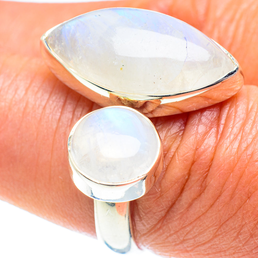 Rainbow Moonstone Rings handcrafted by Ana Silver Co - RING58672
