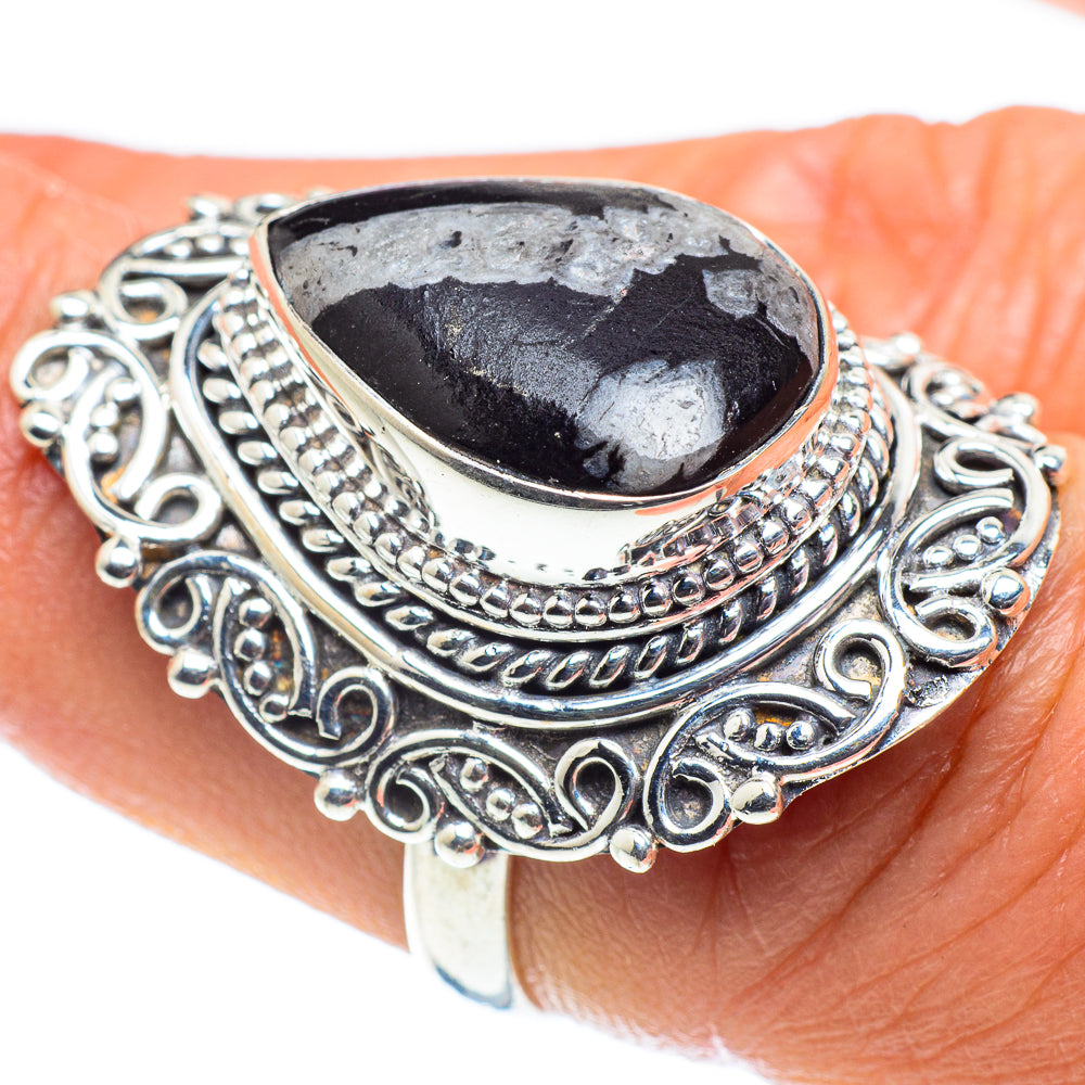 Snowflake Obsidian Rings handcrafted by Ana Silver Co - RING58689