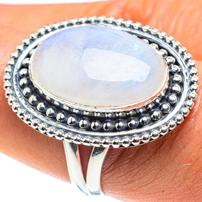 Rainbow Moonstone Rings handcrafted by Ana Silver Co - RING58726