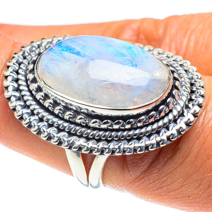 Rainbow Moonstone Rings handcrafted by Ana Silver Co - RING58727