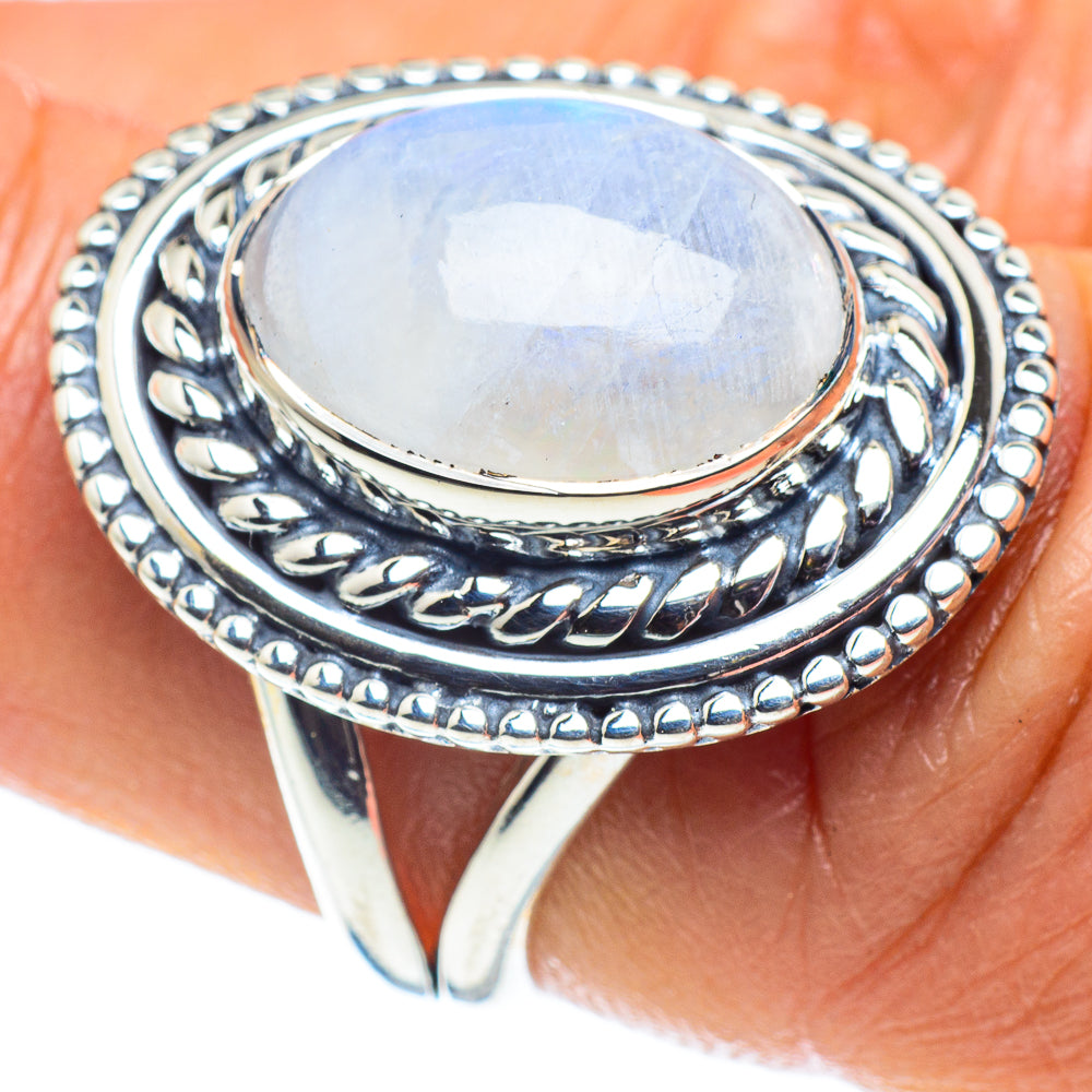 Rainbow Moonstone Rings handcrafted by Ana Silver Co - RING58747