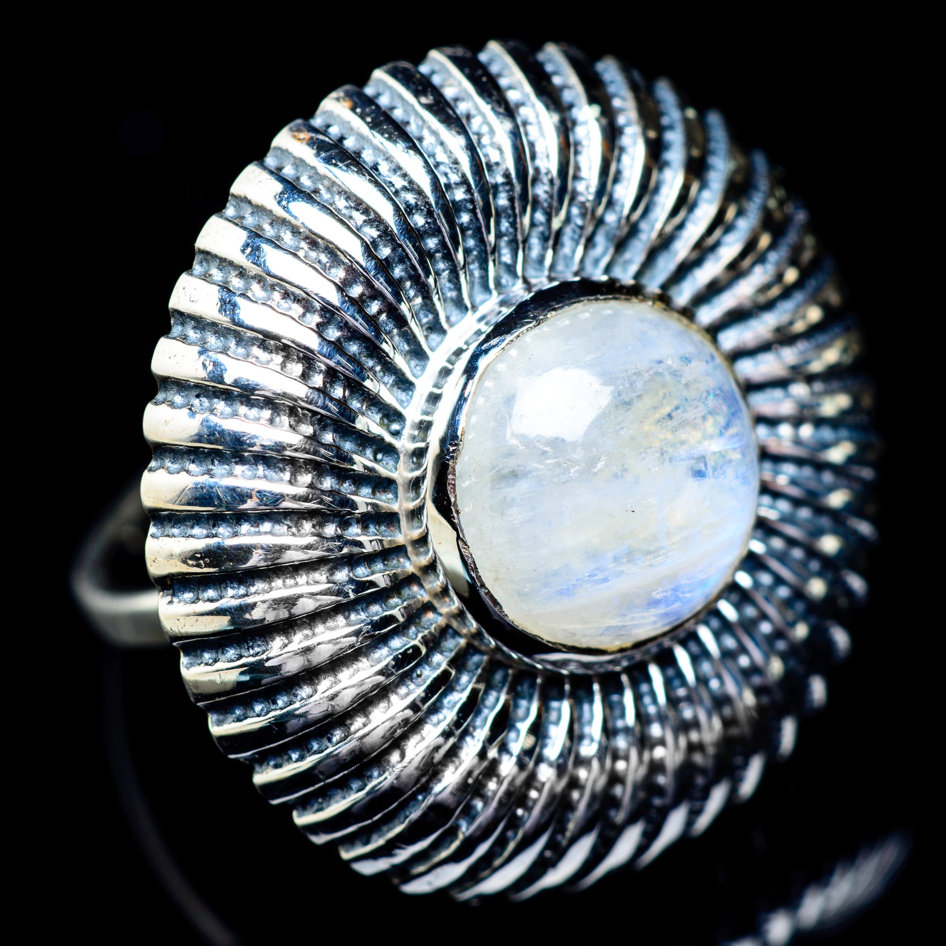 Rainbow Moonstone Rings handcrafted by Ana Silver Co - RING5875