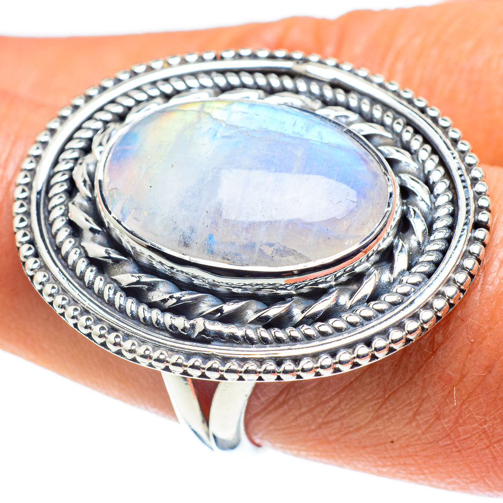 Rainbow Moonstone Rings handcrafted by Ana Silver Co - RING58771