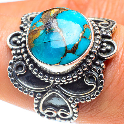 Blue Copper Composite Turquoise Rings handcrafted by Ana Silver Co - RING58783