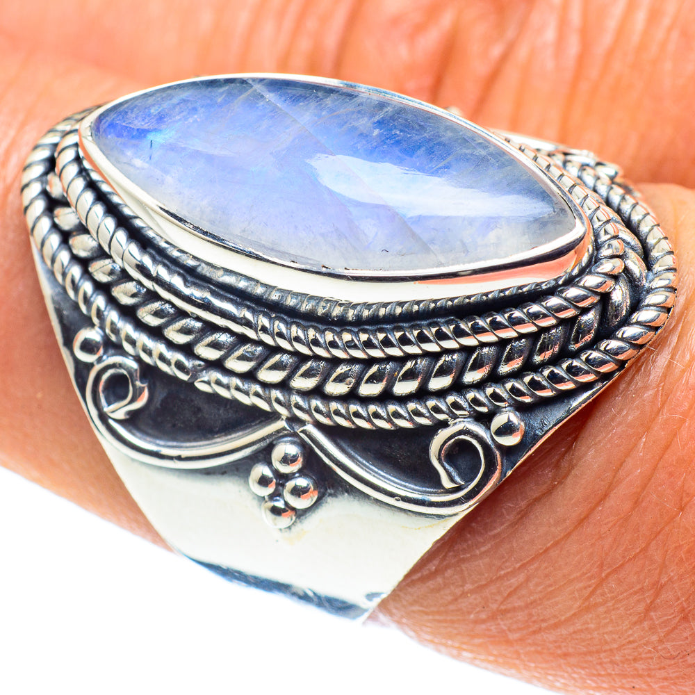 Rainbow Moonstone Rings handcrafted by Ana Silver Co - RING58787