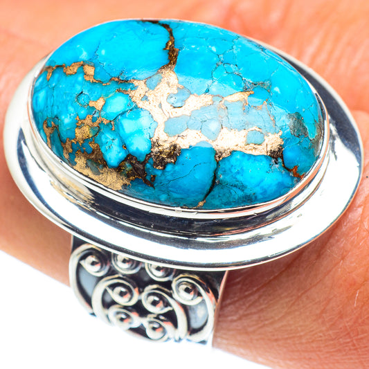 Blue Copper Composite Turquoise Rings handcrafted by Ana Silver Co - RING58788