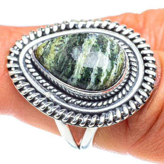 Green Vein Jasper Rings handcrafted by Ana Silver Co - RING58806