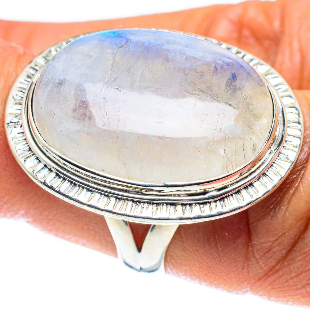Rainbow Moonstone Rings handcrafted by Ana Silver Co - RING58822