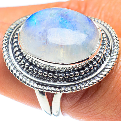 Rainbow Moonstone Rings handcrafted by Ana Silver Co - RING58823