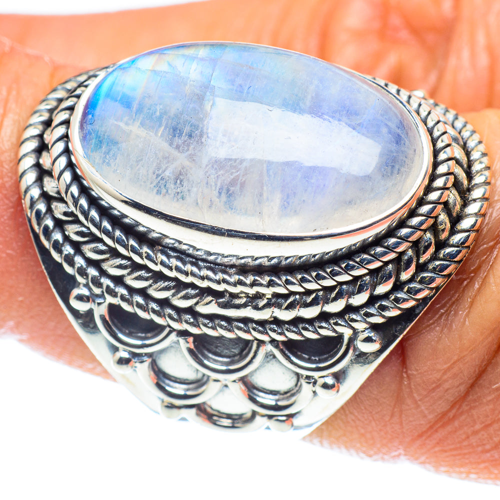 Rainbow Moonstone Rings handcrafted by Ana Silver Co - RING58831