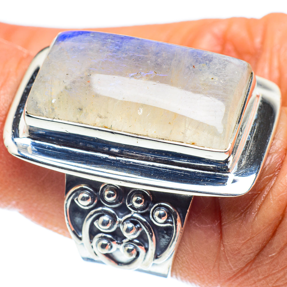 Rainbow Moonstone Rings handcrafted by Ana Silver Co - RING58837