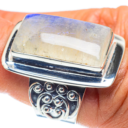 Rainbow Moonstone Rings handcrafted by Ana Silver Co - RING58837