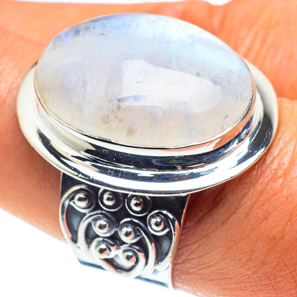 Rainbow Moonstone Rings handcrafted by Ana Silver Co - RING58857