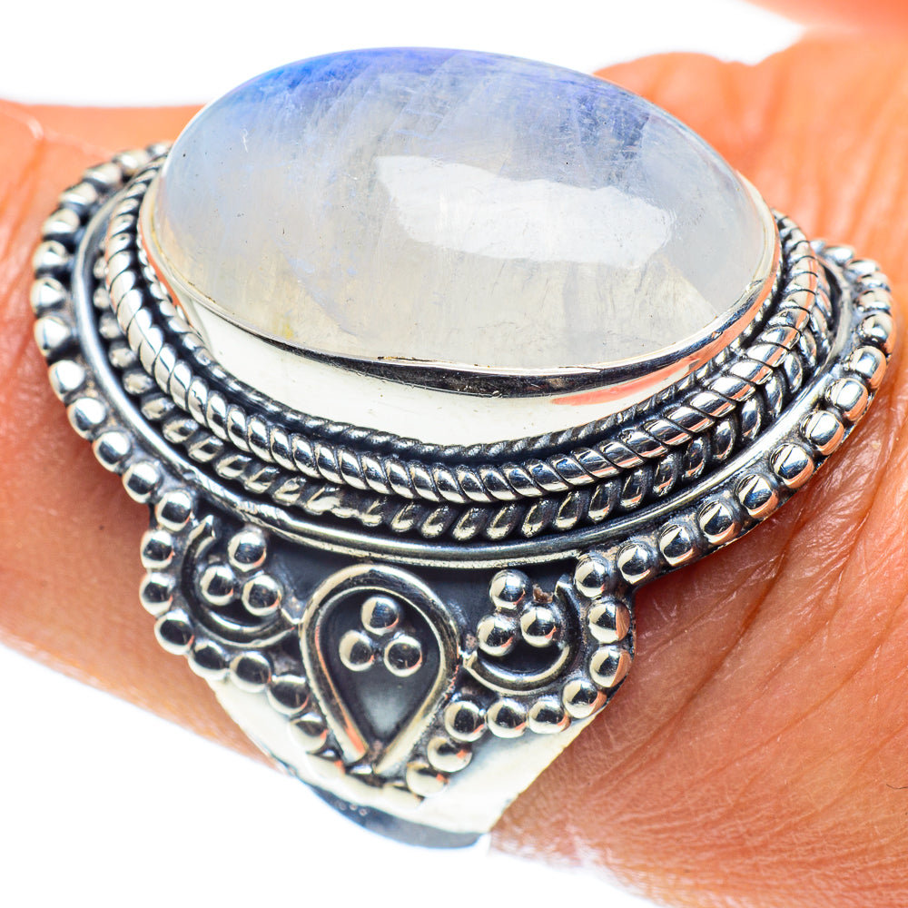 Rainbow Moonstone Rings handcrafted by Ana Silver Co - RING58871