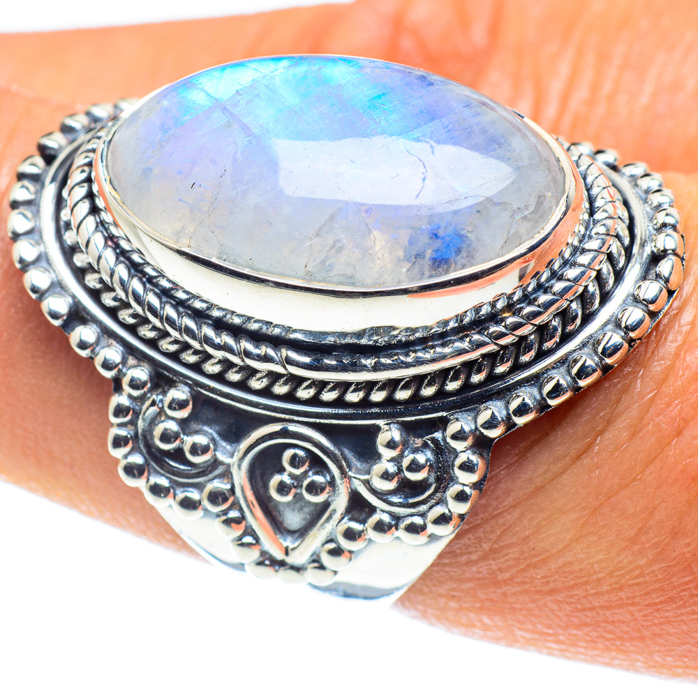 Rainbow Moonstone Rings handcrafted by Ana Silver Co - RING58885