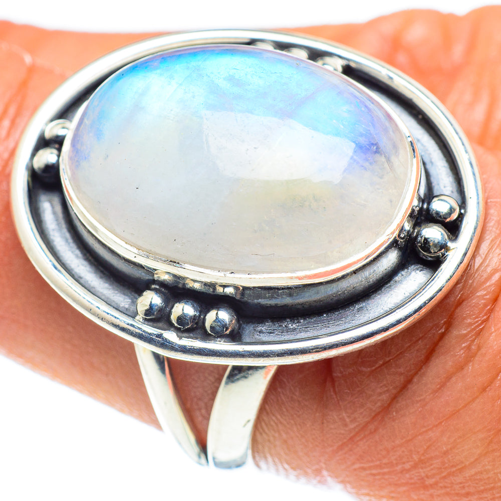 Rainbow Moonstone Rings handcrafted by Ana Silver Co - RING58898