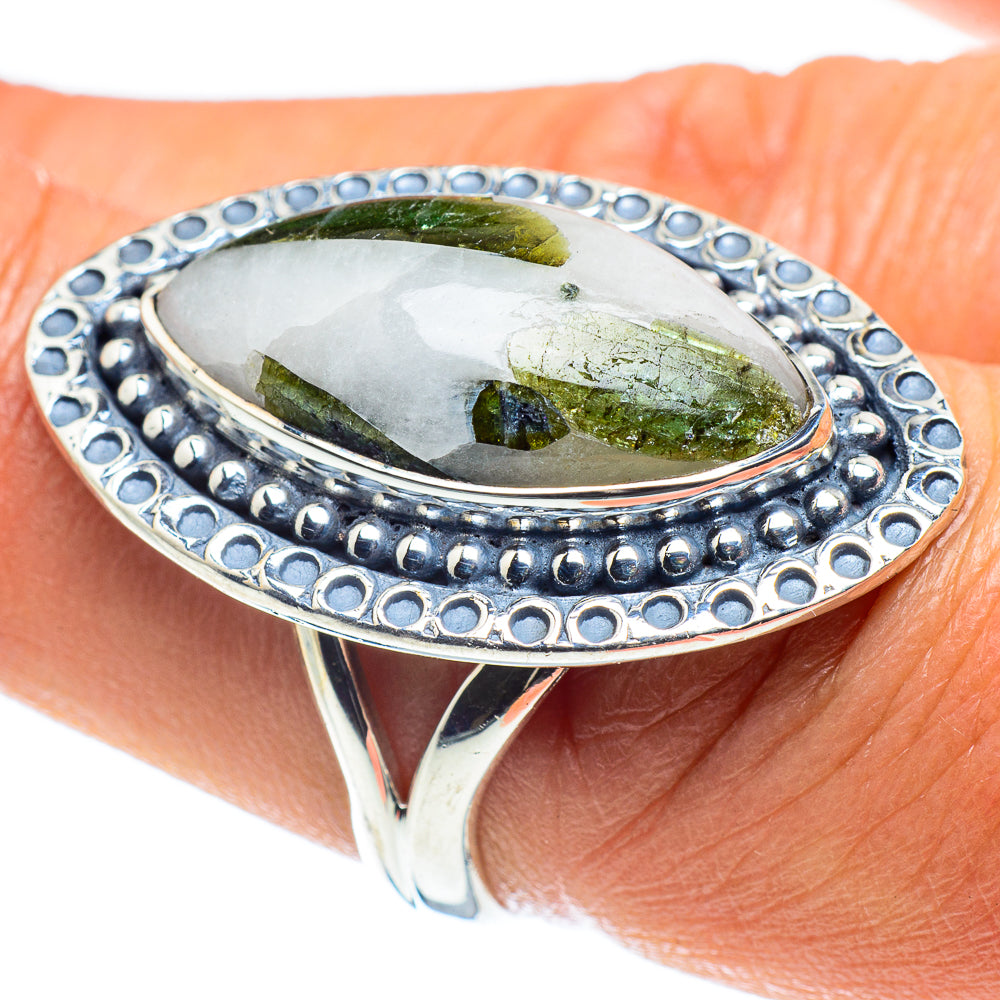 Green Tourmaline In Quartz Rings handcrafted by Ana Silver Co - RING58905