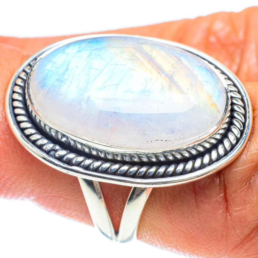 Rainbow Moonstone Rings handcrafted by Ana Silver Co - RING58916