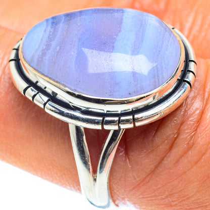 Blue Lace Agate Rings handcrafted by Ana Silver Co - RING58920