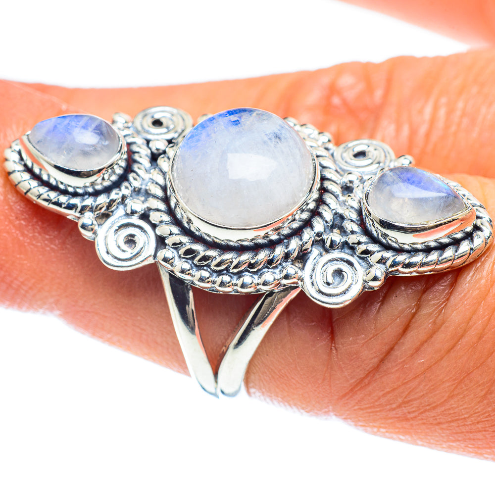Rainbow Moonstone Rings handcrafted by Ana Silver Co - RING58933