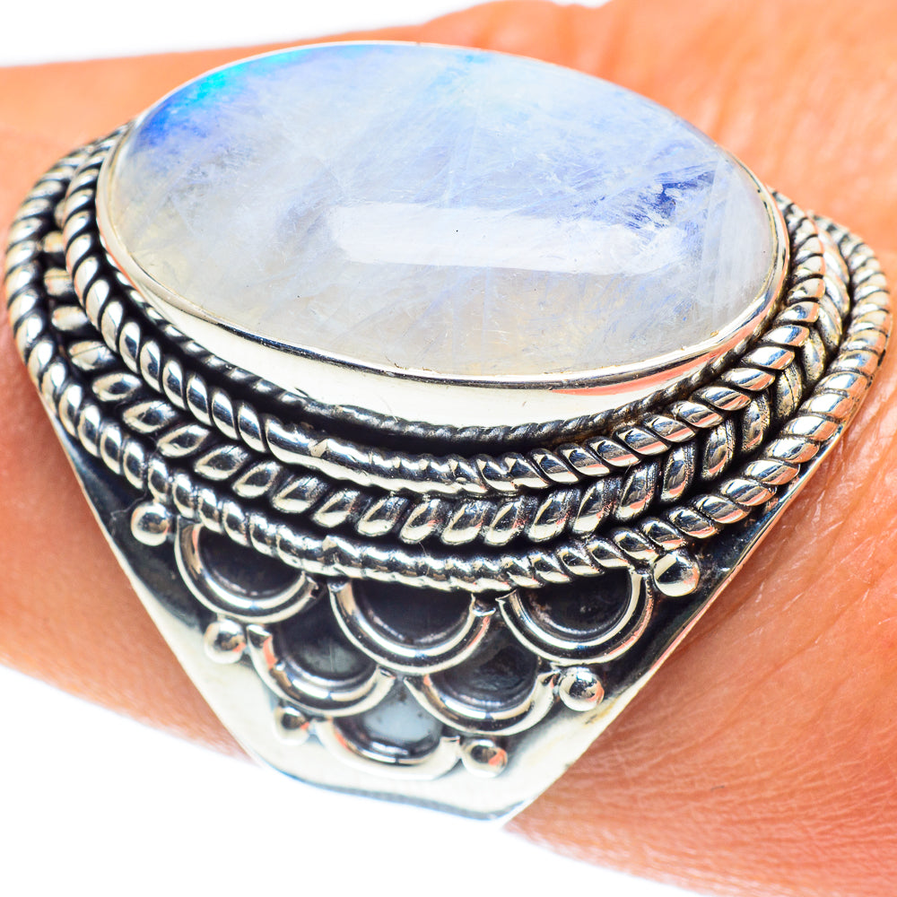 Rainbow Moonstone Rings handcrafted by Ana Silver Co - RING58941