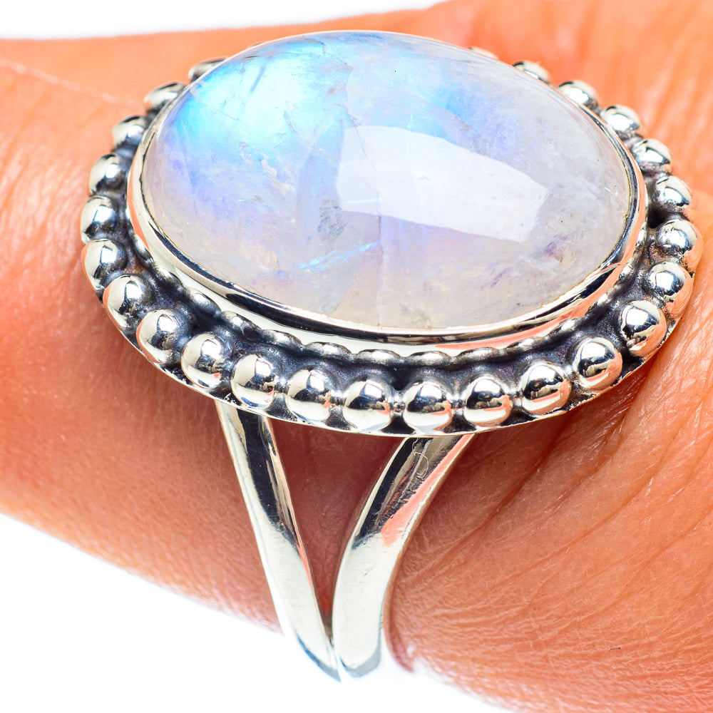 Rainbow Moonstone Rings handcrafted by Ana Silver Co - RING58959