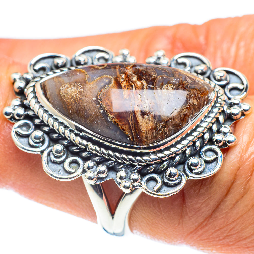Turritella Agate Rings handcrafted by Ana Silver Co - RING59011