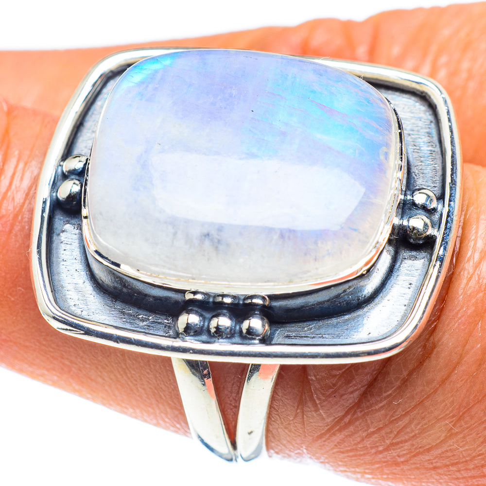 Rainbow Moonstone Rings handcrafted by Ana Silver Co - RING59013