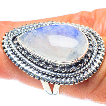 Rainbow Moonstone Rings handcrafted by Ana Silver Co - RING59014