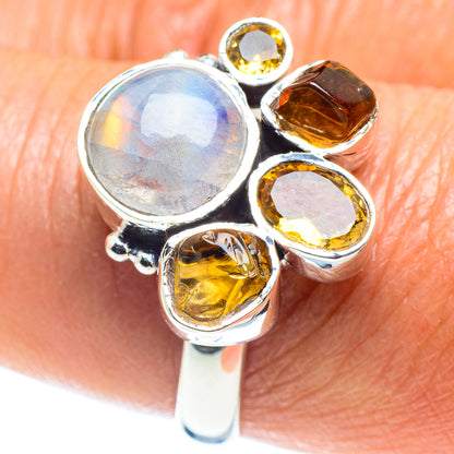 Rainbow Moonstone Rings handcrafted by Ana Silver Co - RING59028