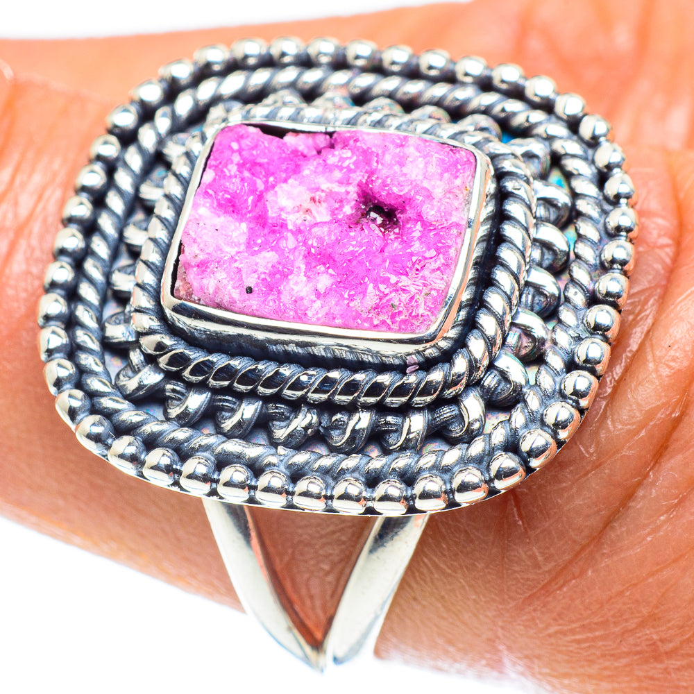 Cobalto Calcite Druzy Rings handcrafted by Ana Silver Co - RING59042