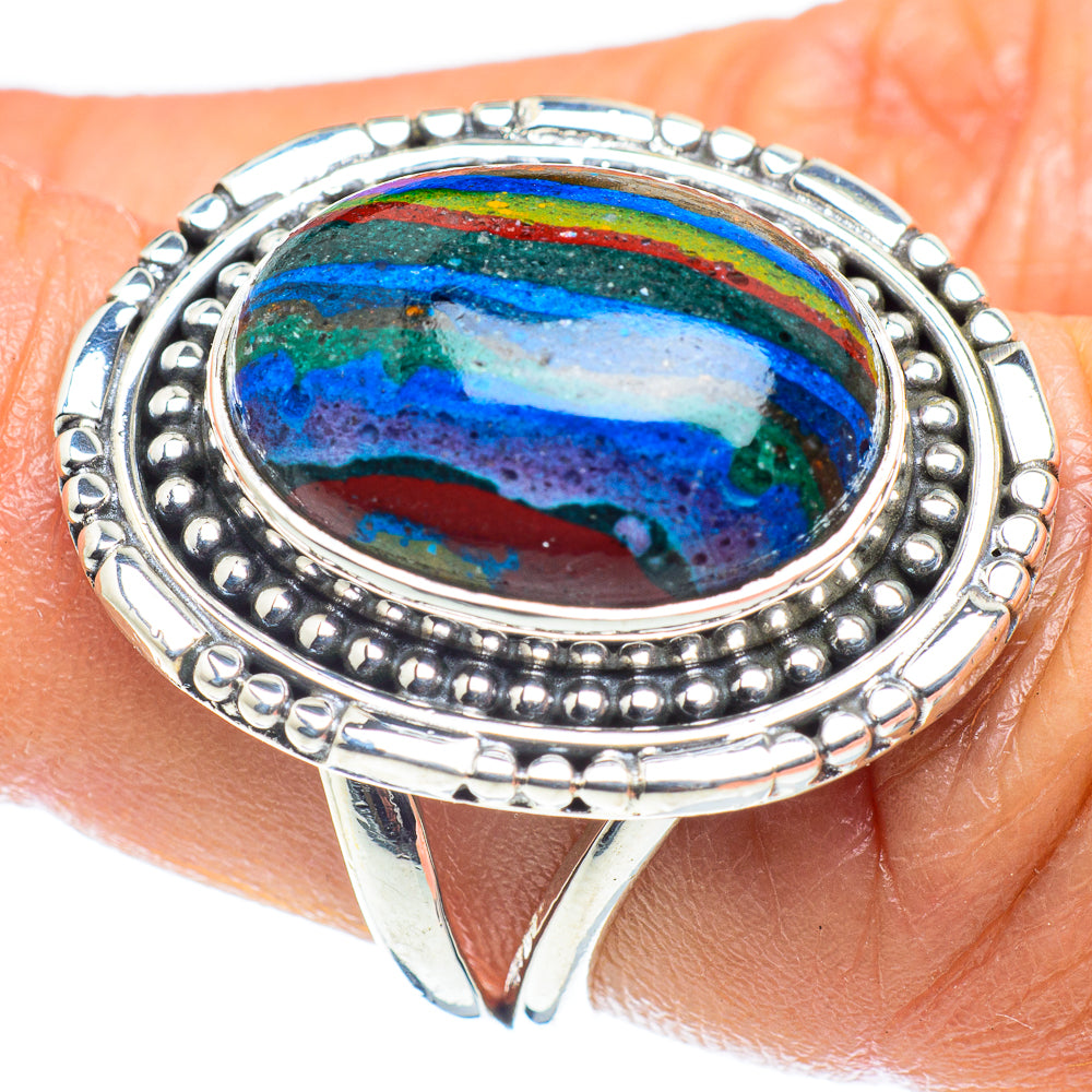 Rainbow Calsilica Rings handcrafted by Ana Silver Co - RING59070