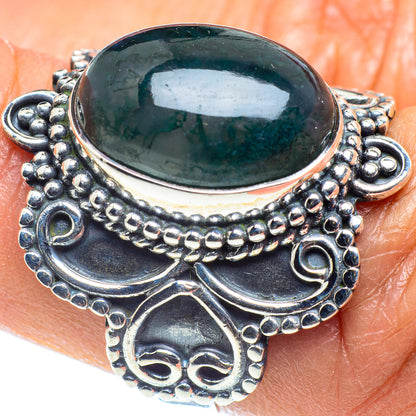 Green Moss Agate Rings handcrafted by Ana Silver Co - RING59091