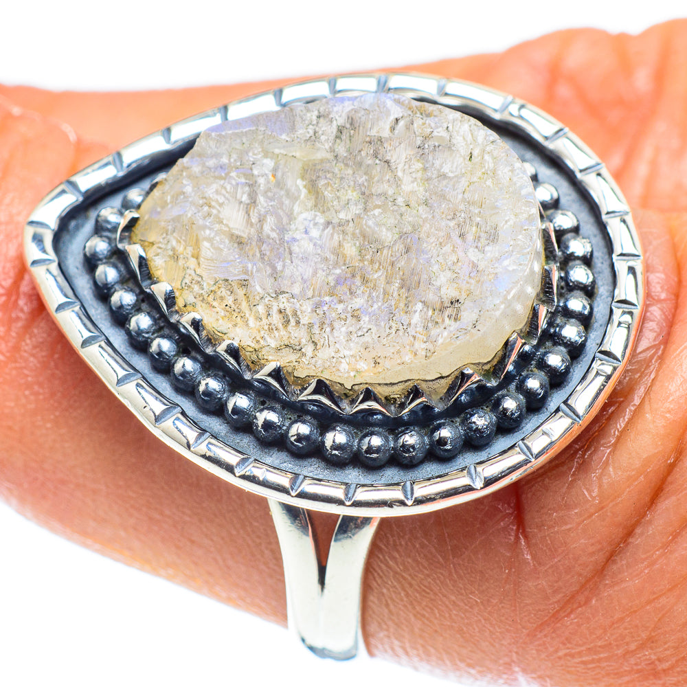 Rainbow Moonstone Rings handcrafted by Ana Silver Co - RING59093