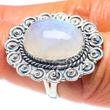 Rainbow Moonstone Rings handcrafted by Ana Silver Co - RING59105