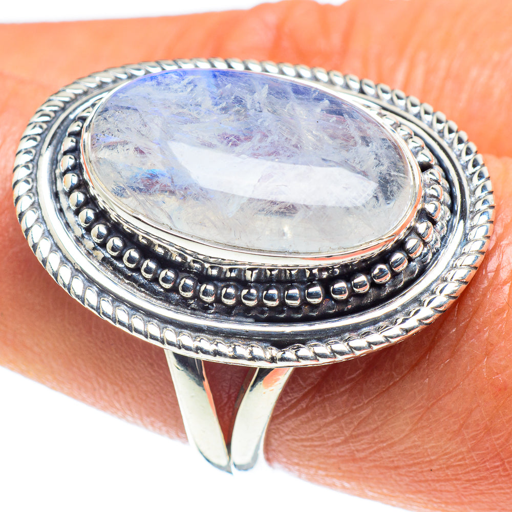Rainbow Moonstone Rings handcrafted by Ana Silver Co - RING59141