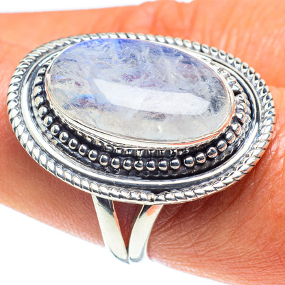 Rainbow Moonstone Rings handcrafted by Ana Silver Co - RING59141
