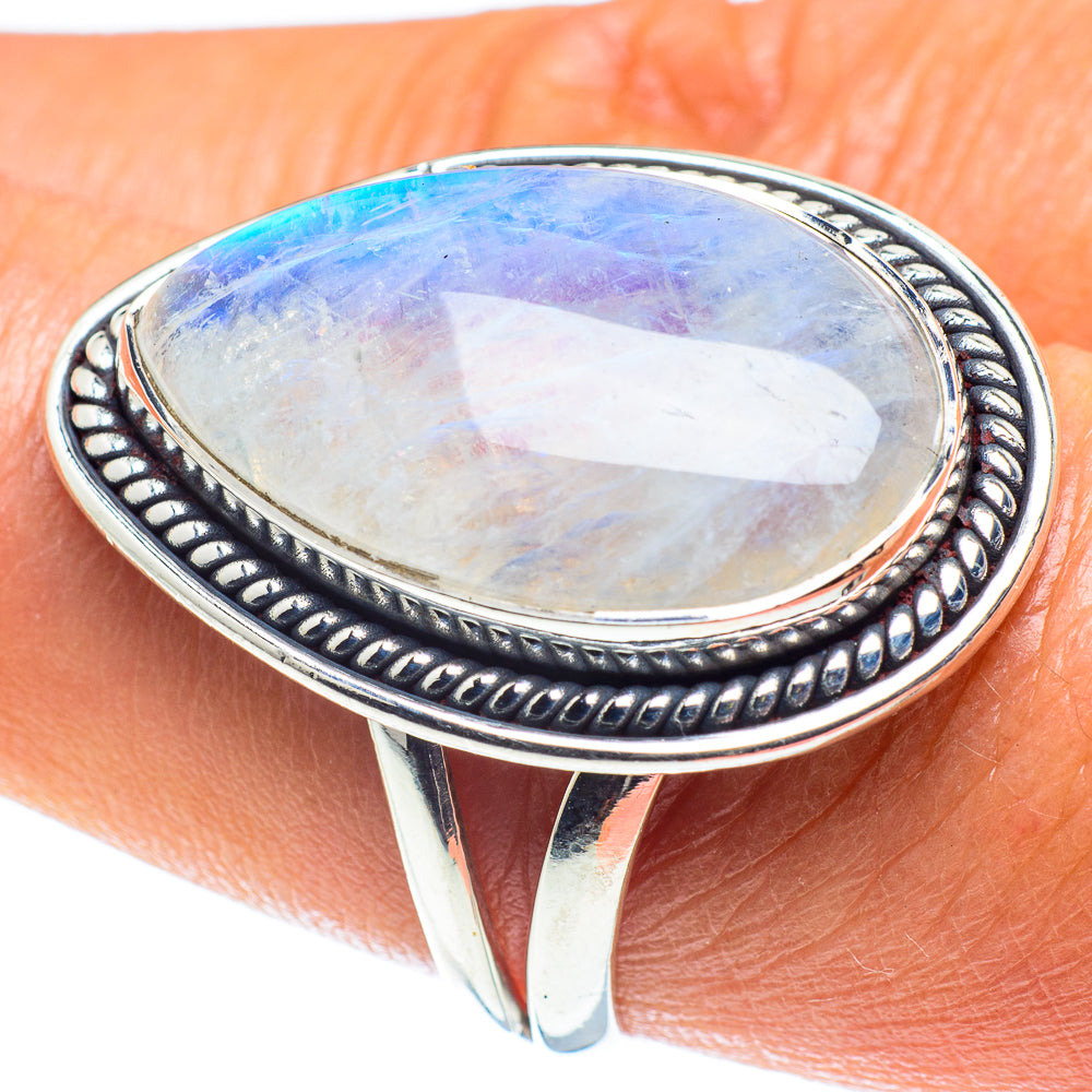 Rainbow Moonstone Rings handcrafted by Ana Silver Co - RING59169
